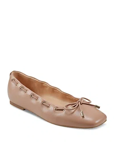 MARC FISHER LTD WOMEN'S LETIZIA SLIP ON CORD TRIM LEATHER FLATS