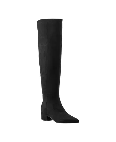 Marc Fisher Ltd Women's Lottie Pointy Toe Over The Knee Dress Boots In Black Suede