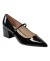 Marc Fisher Ltd Luccie Womens Block Heel Manmade Mary Jane Heels In Black Patent Leather
