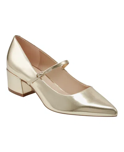 Marc Fisher Ltd Women's Luccie Mary Jane Pointy Toe Dress Pumps In Gold Mirror Metallic Leather
