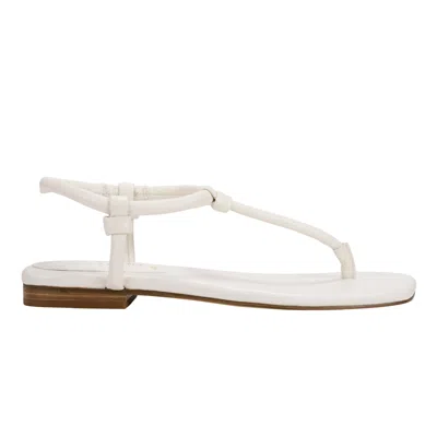 Marc Fisher Ltd Women's Maycee Thong Flat Leather Sandal In White