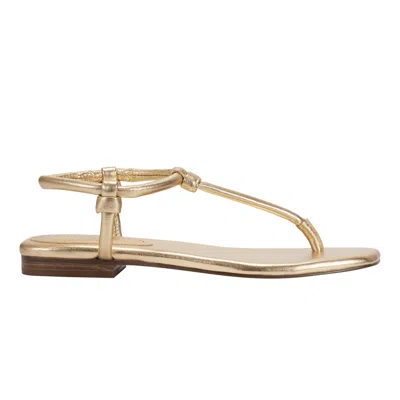 Marc Fisher Ltd Women's Maycee Thong Flat Leather Sandal In Gold
