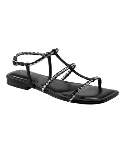 MARC FISHER LTD WOMEN'S MAZE BRAIDED CAGED FLAT SANDALS