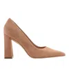 Marc Fisher Ltd Women's Minny Leather Block Heel Pump In Brown