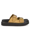 Marc Fisher Ltd Women's Mlagusta Dual Buckle Leather Sandals In Light Natural