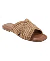 Marc Fisher Ltd Narda Woven Raffia Flat Slide Sandals In Light Natural