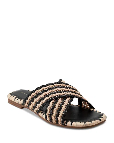Marc Fisher Ltd Women's Nylie Square Toe Flat Sandals In Brown