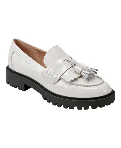 Marc Fisher Ltd Women's Ozzie Slip-on Lug-sole Casual Loafers In Ivory Leather