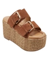 Marc Fisher Ltd Palery Platform Slide Sandal In Cognac Leather