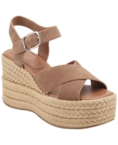 Marc Fisher Ltd Pasion Espadrille Ankle Strap Platform Wedge Sandal In Neutral