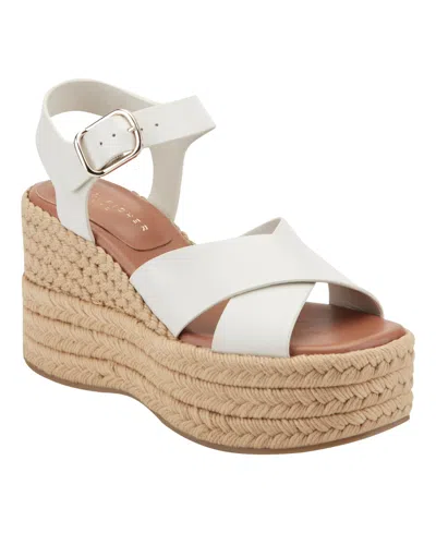 Marc Fisher Ltd Pasion Espadrille Ankle Strap Platform Wedge Sandal In White