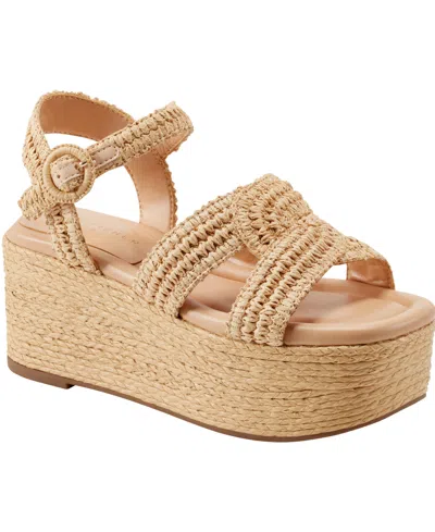 MARC FISHER LTD WOMEN'S PAYLEY WOVEN HIGH PLATFORM WEDGE SANDALS