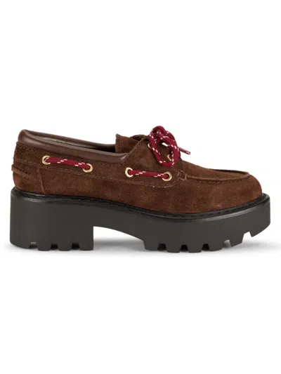 Marc Fisher Ltd Women's Peyten 50mm Suede Apron Toe Loafers In Brown