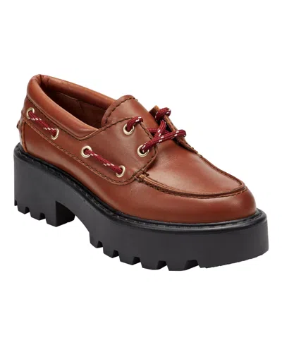Marc Fisher Ltd Women's Peyten Laced Platform Lug Loafers In Brown