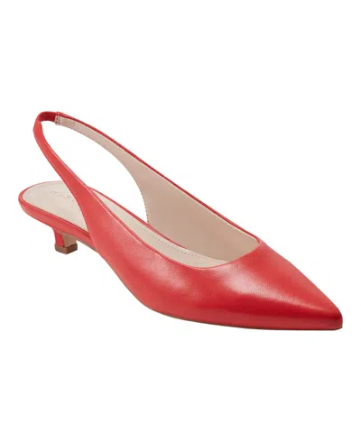 Marc Fisher Ltd Women's Posey Pointy Toe Dress Slingback Pumps In Red Leather