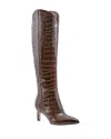 Marc Fisher Ltd Quinnie Croc Embossed Over The Knee Boot In Dark Brown