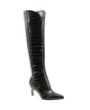 Marc Fisher Ltd Quinnie Croc Embossed Over The Knee Boot In Black Leather Croco