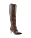 Marc Fisher Ltd Quinnie Croc Embossed Over The Knee Boot In Dark Brown Leather Croco