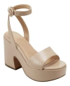 Marc Fisher Ltd Women's Razza Open-toe Block Heel Dress Sandals In Light Natural Leather