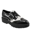 Marc Fisher Ltd Remona Wingtip Monk Strap Platform Loafer In Black,white Leather
