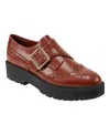 Marc Fisher Ltd Remona Wingtip Monk Strap Platform Loafer In Medium Natural Leather