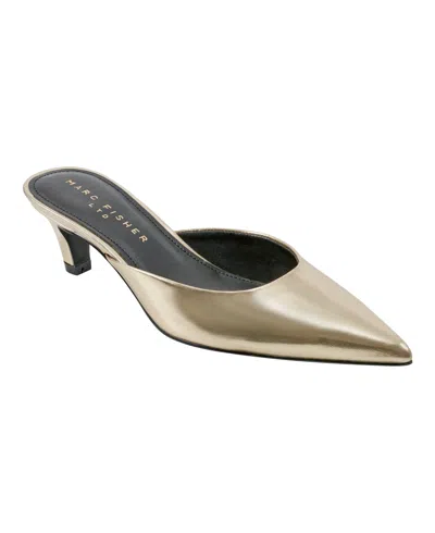 Marc Fisher Ltd Women's Rosa Pointy Toe Slip-on Dress Mules In Gold