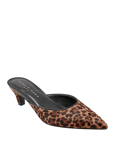 Marc Fisher Ltd Rosaly Genuine Calf Hair Kitten Heel Mule In Leopard