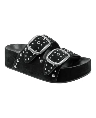MARC FISHER LTD WOMEN'S SAYGE STUDDED DOUBLE BAND FLATFORM SANDALS