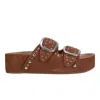 Marc Fisher Ltd Women's Sayge Studded Suede Footbed Sandal In Brown