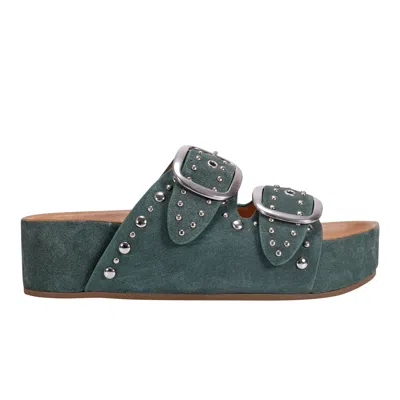 Marc Fisher Ltd Women's Sayge Studded Suede Footbed Sandal In Green