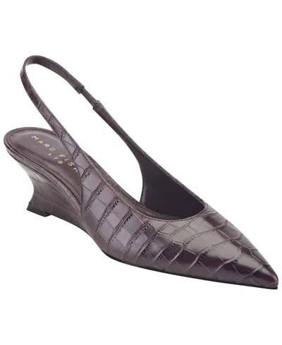 Marc Fisher Ltd Women's Taten Leather Slingback Wedge Pumps In Brown