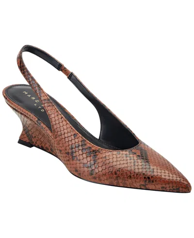 Marc Fisher Ltd Taten Slingback Pointed Toe Wedge Pump In Brown