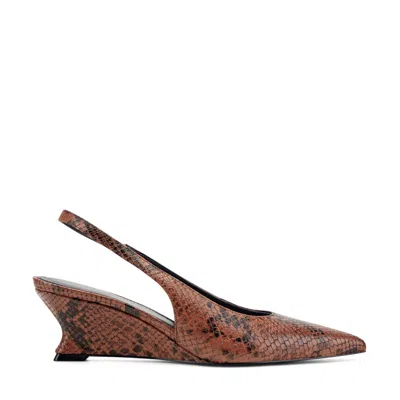 Marc Fisher Ltd Women's Taten Leather Wedge Slingback Pump In Brown