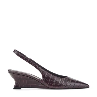 Marc Fisher Ltd Women's Taten Leather Wedge Slingback Pump In Purple