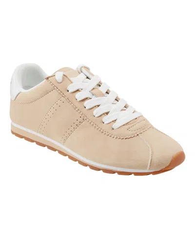 Marc Fisher Ltd Women's Teddy Round Toe Sneakers In Light Natural Suede