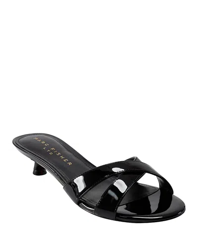 Marc Fisher Ltd Women's Tracey Crisscross Kitten Heel Sandals In Black Patent