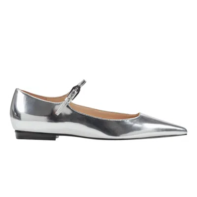 Marc Fisher Ltd Women's Trella Leather Mary Jane Flat In Silver