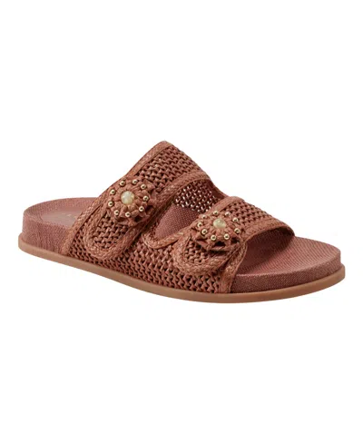 Marc Fisher Ltd Women's Valena Woven Double Strap Flat Sandals In Brown