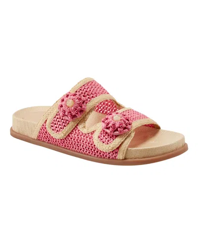 MARC FISHER LTD WOMEN'S VALENA WOVEN DOUBLE STRAP FLAT SANDALS