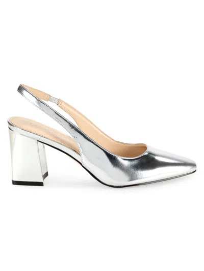 Marc Fisher Ltd Women's Valinda Patent Leather Slingback Pumps In Silver