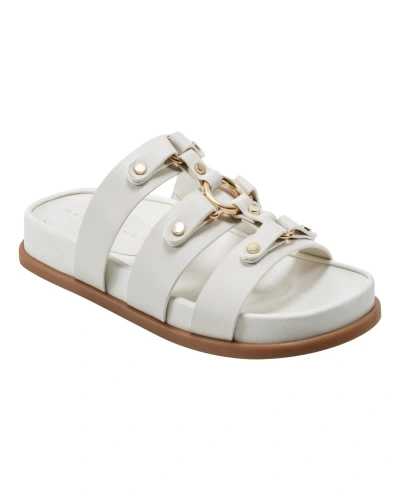 Marc Fisher Ltd Women's Verity Slip-on Strappy Casual Sandals In Ivory Leather