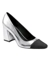 Marc Fisher Ltd Vernie Block Heel Pump In Silver Mirror Metallic Leather Multi