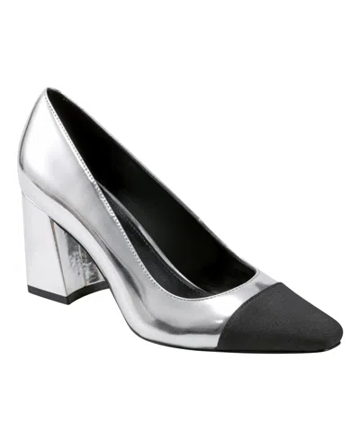 Marc Fisher Ltd Vernie Block Heel Pump In Silver Mirror Metallic Leather Multi