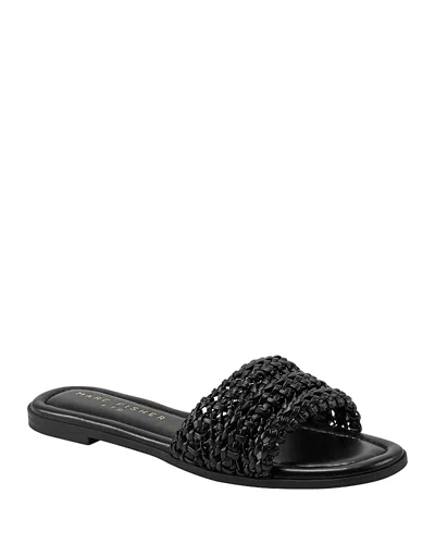 Marc Fisher Ltd Women's Vickee Woven Flat Slide Sandals In Black