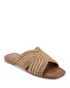 Marc Fisher Ltd Narda Woven Raffia Flat Slide Sandals In Light Natrual