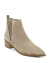 Marc Fisher Ltd Yale Leather Pointed Chelsea Booties In Ivory Suede