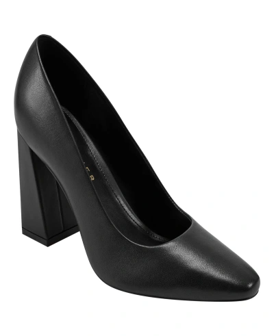 Marc Fisher Ltd Women's Yalina Slip-on Block Heel Dress Pumps In Black Leather