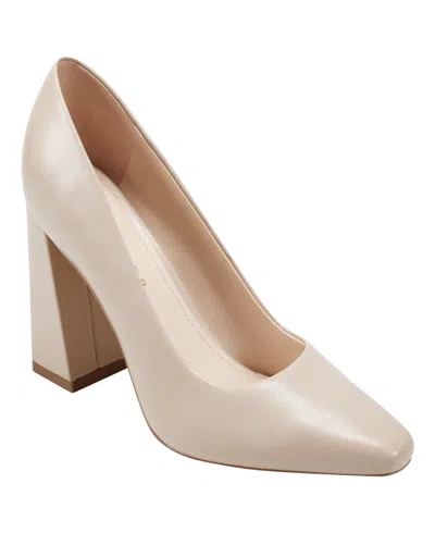 Marc Fisher Ltd Women's Yalina Slip-on Block Heel Dress Pumps In Light Natural Leather