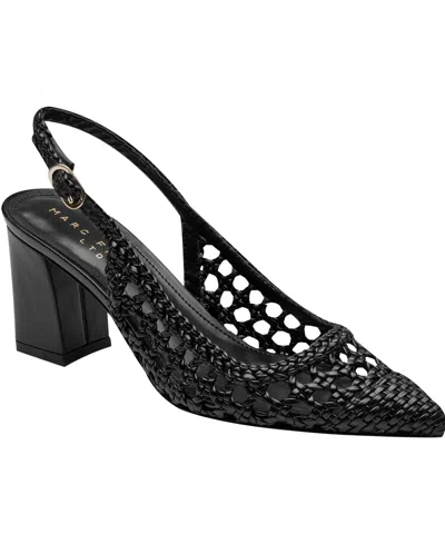 MARC FISHER LTD WOMEN'S ZAIDEN WOVEN BLOCK HEEL SLINGBACK PUMPS