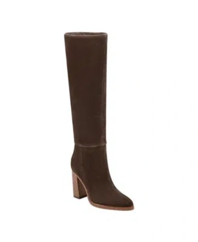 Marc Fisher Ltd Womens Lannie Tall Block Heel Boots Regular Wide Calf In Cognac Leather